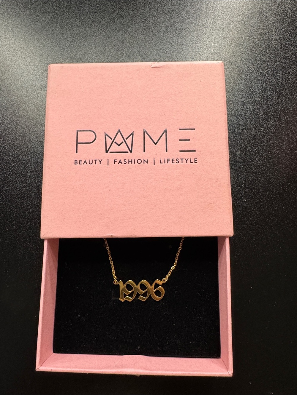 Gold 1996 Script Necklace